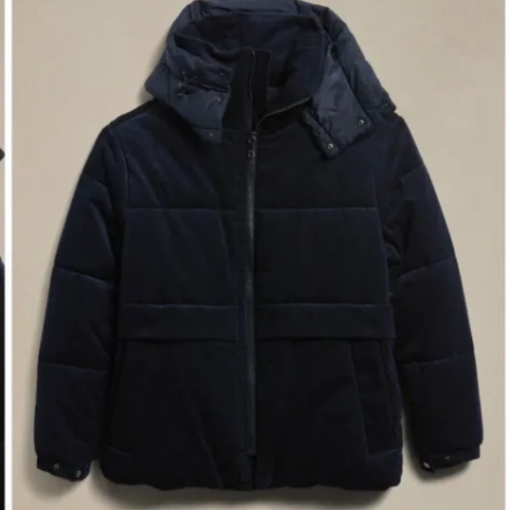 Banana Republic MENS SMALL Corduroy Puffer Coat Jacket Down Navy